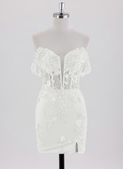 Sheath/Column Short Lace Homecoming Dress