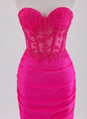 Sheath/Column Sleeveless Short Jersey Homecoming Dress With Appliques Lace