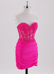 Sheath/Column Sleeveless Short Jersey Homecoming Dress With Appliques Lace