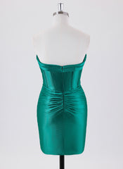 Sheath/Column Sleeveless Short Satin Homecoming Dress With Pleated