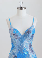 Sheath Spaghetti Straps Short Jacquard Homecoming Dress With Sequins