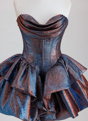 Ball-Gown/Princess Short Mettallic Homecoming Dress With Ruffle