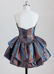 Ball-Gown/Princess Short Mettallic Homecoming Dress With Ruffle