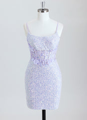 Sheath Spaghetti Straps Short Sequin Homecoming Dress With 3D Floral