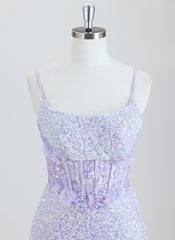 Sheath Spaghetti Straps Short Sequin Homecoming Dress With 3D Floral