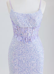 Sheath Spaghetti Straps Short Sequin Homecoming Dress With 3D Floral