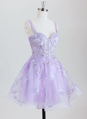 Ball-Gown/Princess Sleeveless Short Tulle Homecoming Dress With Appliques