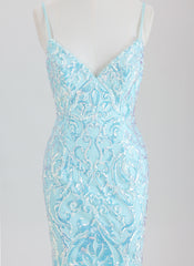 Sheath/Column Spaghetti Straps Short Lace Homecoming Dress With Sequins