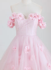 Ball-Gown/Princess  Short Tulle Homecoming Dress With 3D Floral