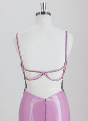 Sheath/Column Spaghetti Straps Short Satin Homecoming Dress With Rhinestone
