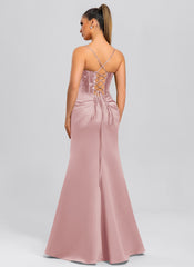 Sheath/Column Cowl Floor-Length Sequin Satin Maxi Dresses With Sequins