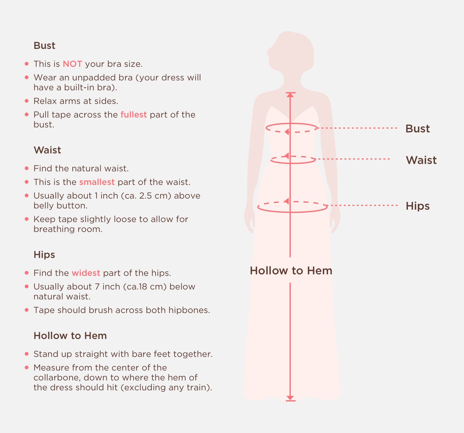 Dresses Size Measure Guide